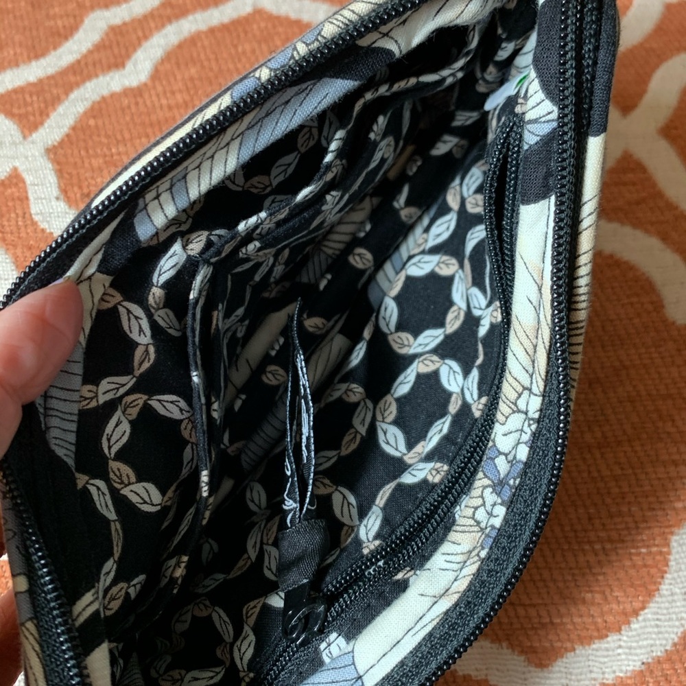 Vera Bradley black gray cream floral wristlet - Picture 5 of 9